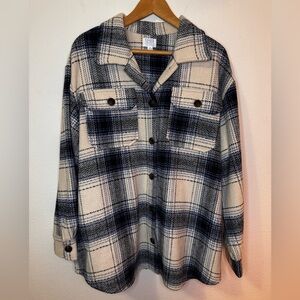 NEW XL Time and True Blue/White Plaid Shacket